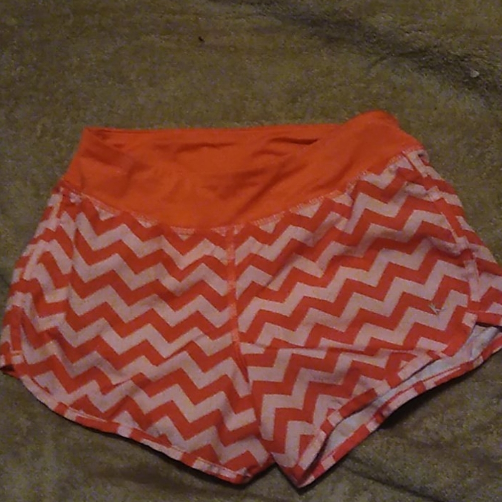 Orange and white striped danskin now shorts